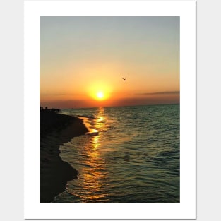 Beautiful photography of ocean waves and sunset sky landscape USA nature lovers Posters and Art